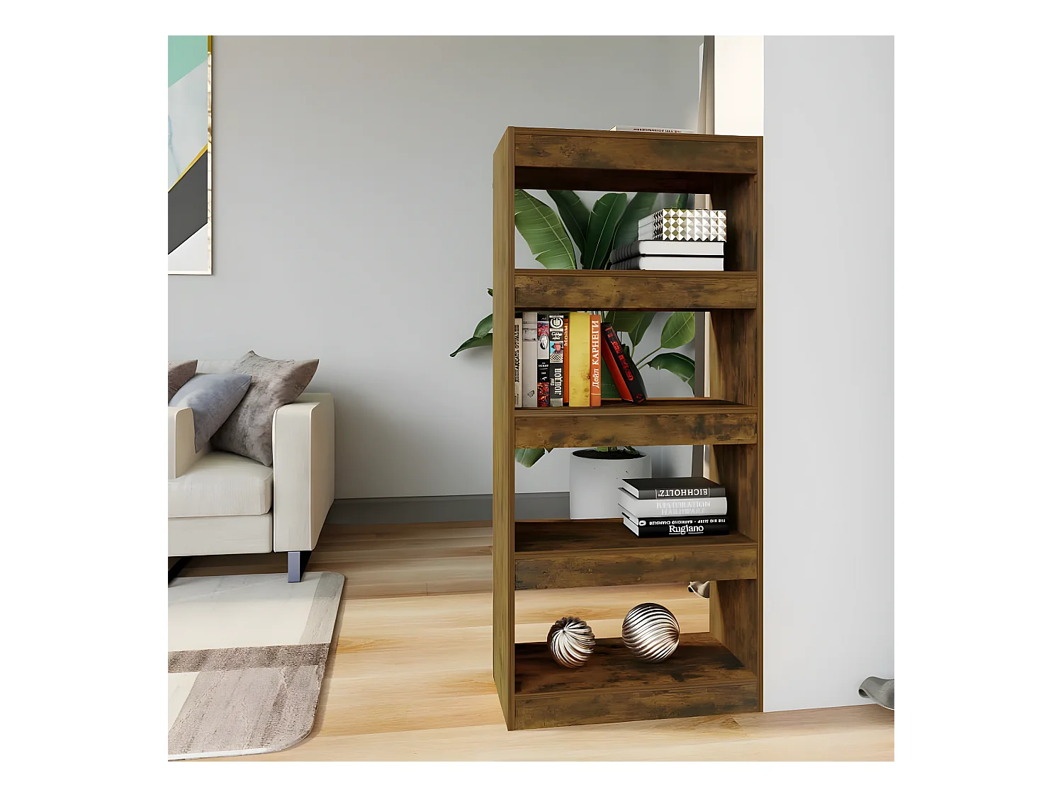 Bibliothèque/Cloison Chêne fumé 60x30x135 cm Bois d'ingénierie