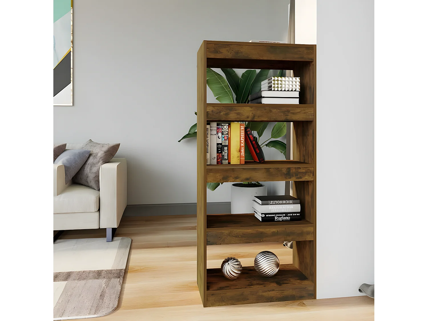 Bibliothèque/Cloison Chêne fumé 60x30x135 cm Bois d'ingénierie