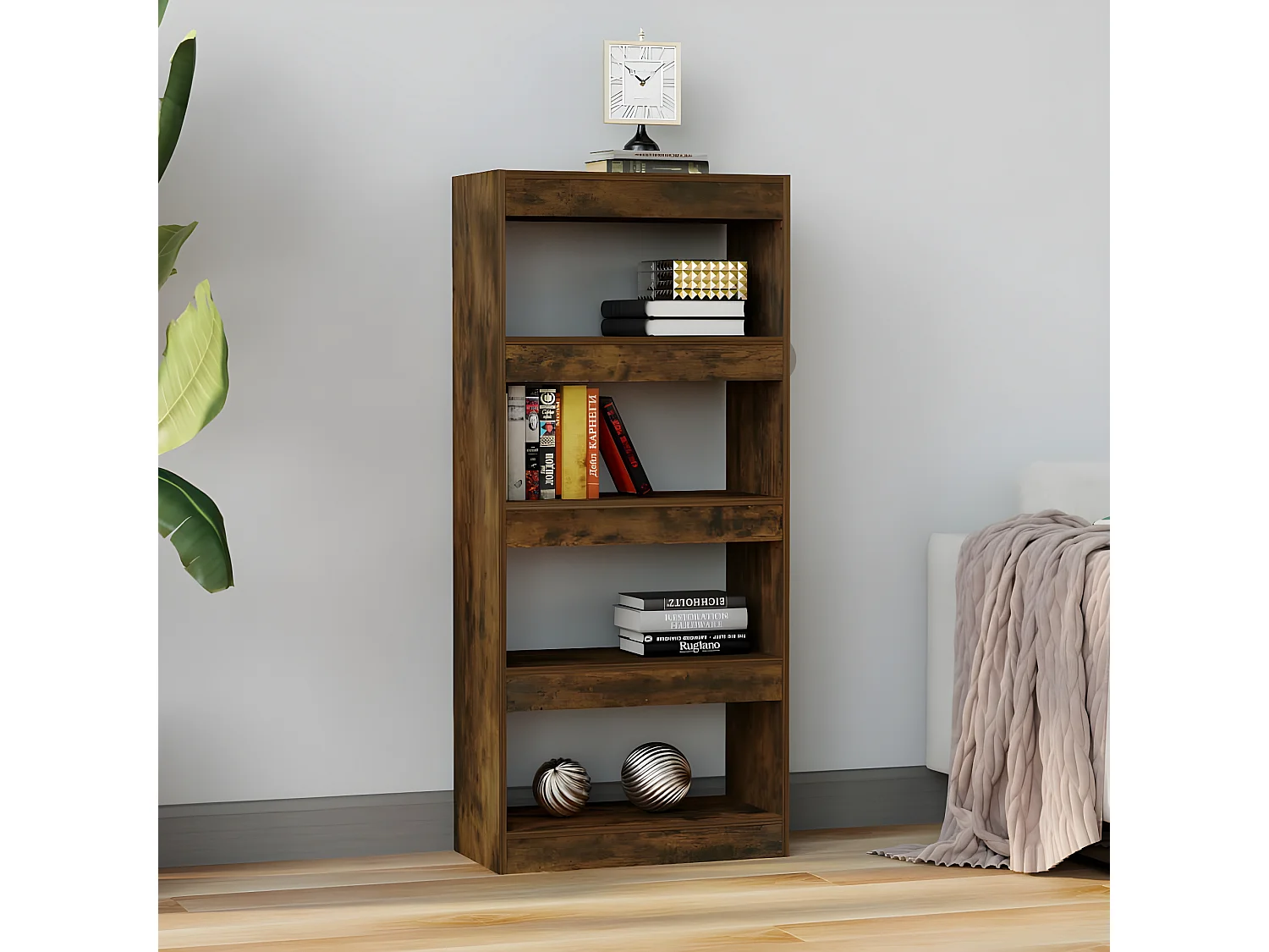 Bibliothèque/Cloison Chêne fumé 60x30x135 cm Bois d'ingénierie