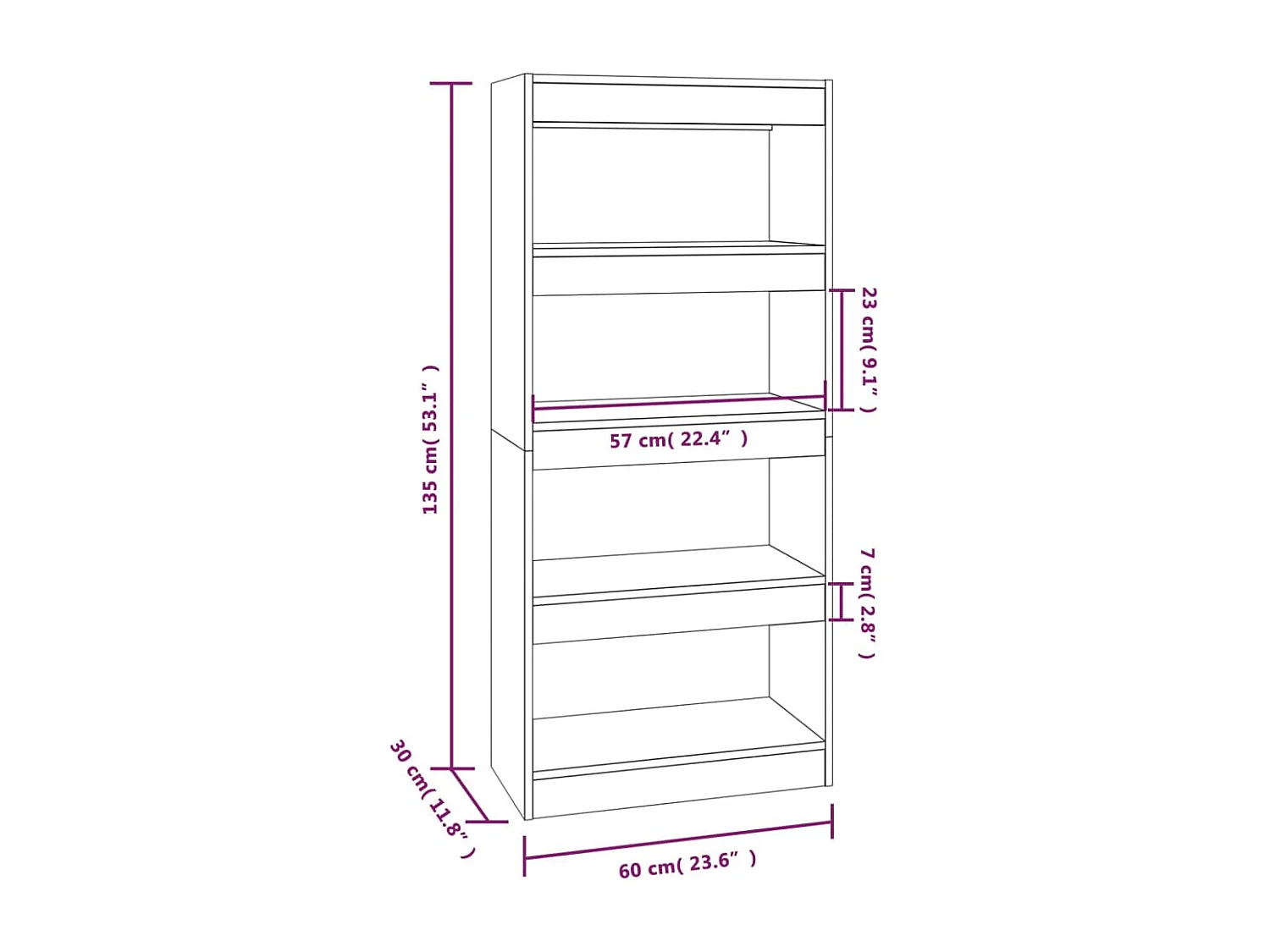 Bibliothèque/Cloison Chêne fumé 60x30x135 cm Bois d'ingénierie
