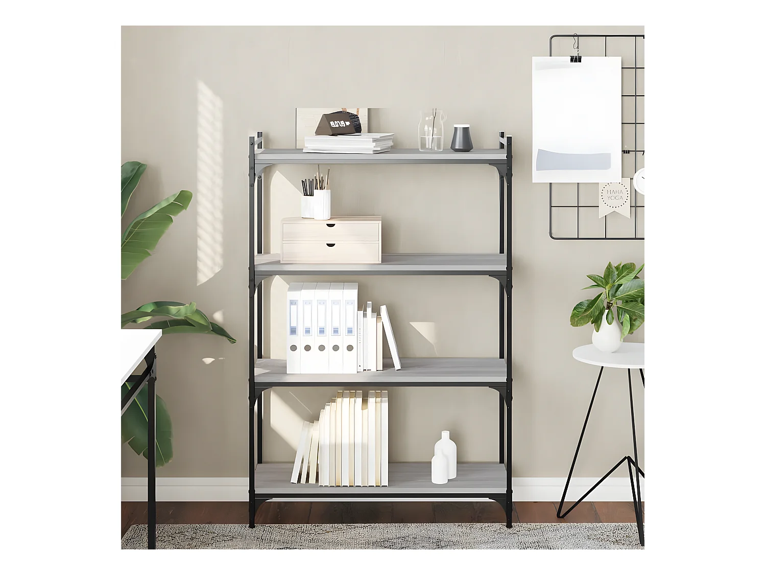Bibliothèque à 4 niveaux sonoma gris 80x30x120 cm