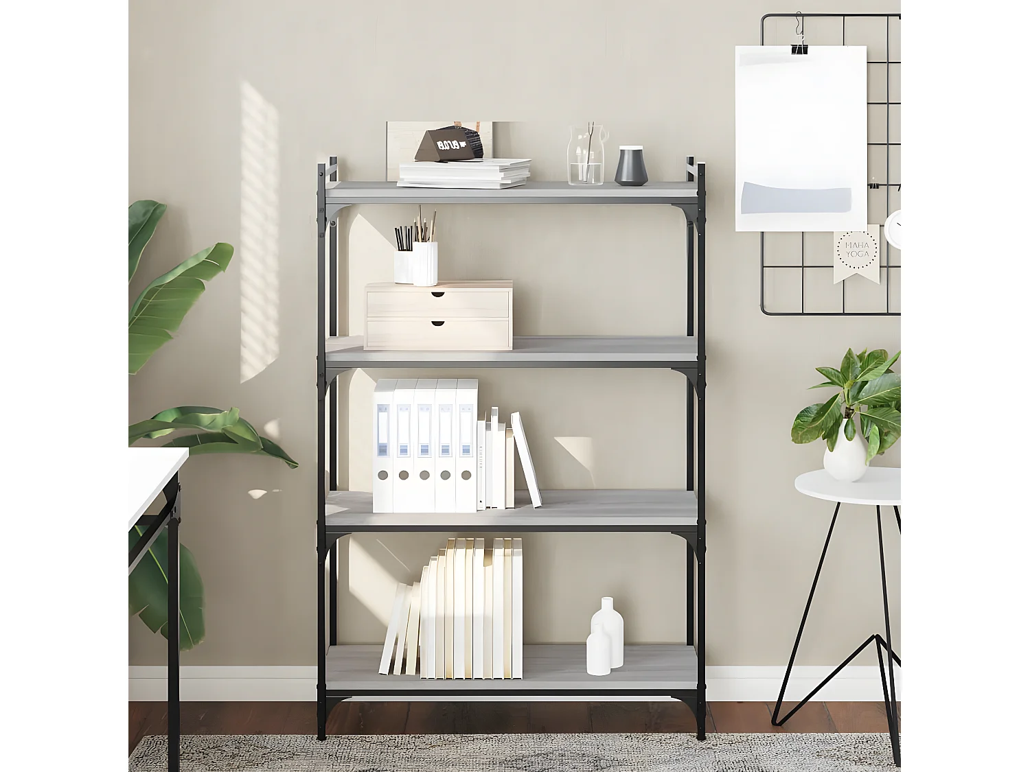 Boekenkast 4-laags 80x30x120 cm bewerkt hout grijs sonoma