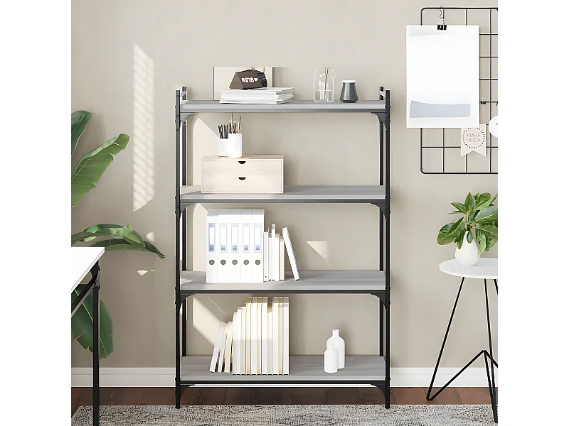 Librería 4 estantes madera ingeniería gris Sonoma 80x30x120 cm