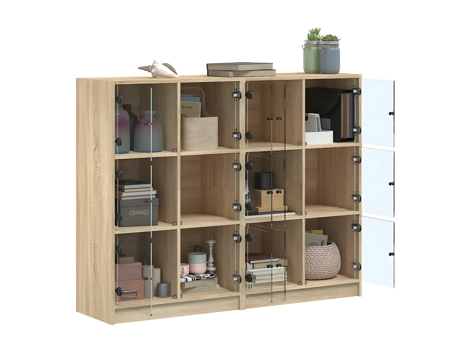 Estante c/ portas 136x37x109 cm deriv. madeira carvalho sonoma