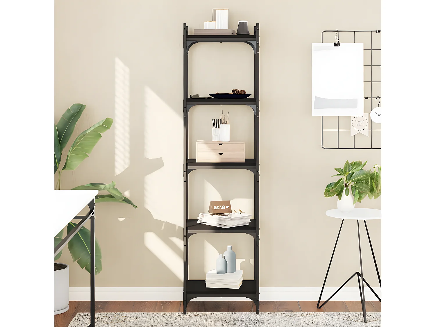 Bibliothèque 5 niveaux noir 40x30x154 cm bois d'ingénierie