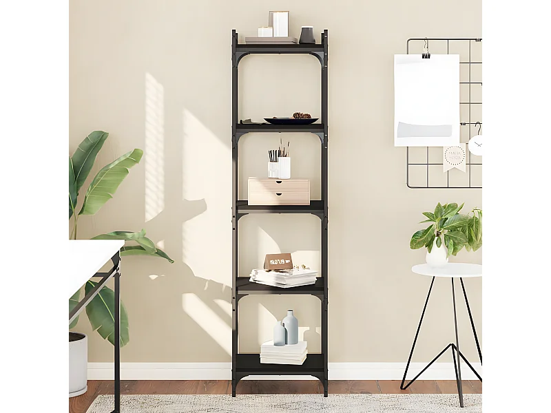 Bibliothèque 5 niveaux noir 40x30x154 cm bois d'ingénierie