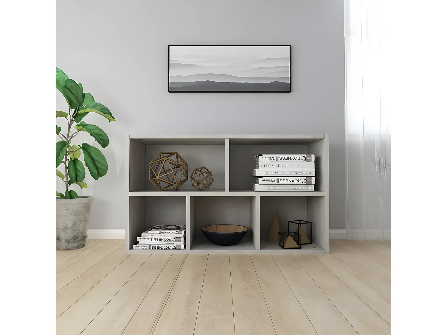 Bibliothèque/Buffet Gris béton 50x25x80 cm Aggloméré