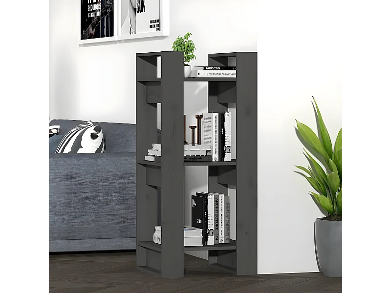 Bibliothèque/Séparateur de pièce Gris 41x35x91 cm Pin solide