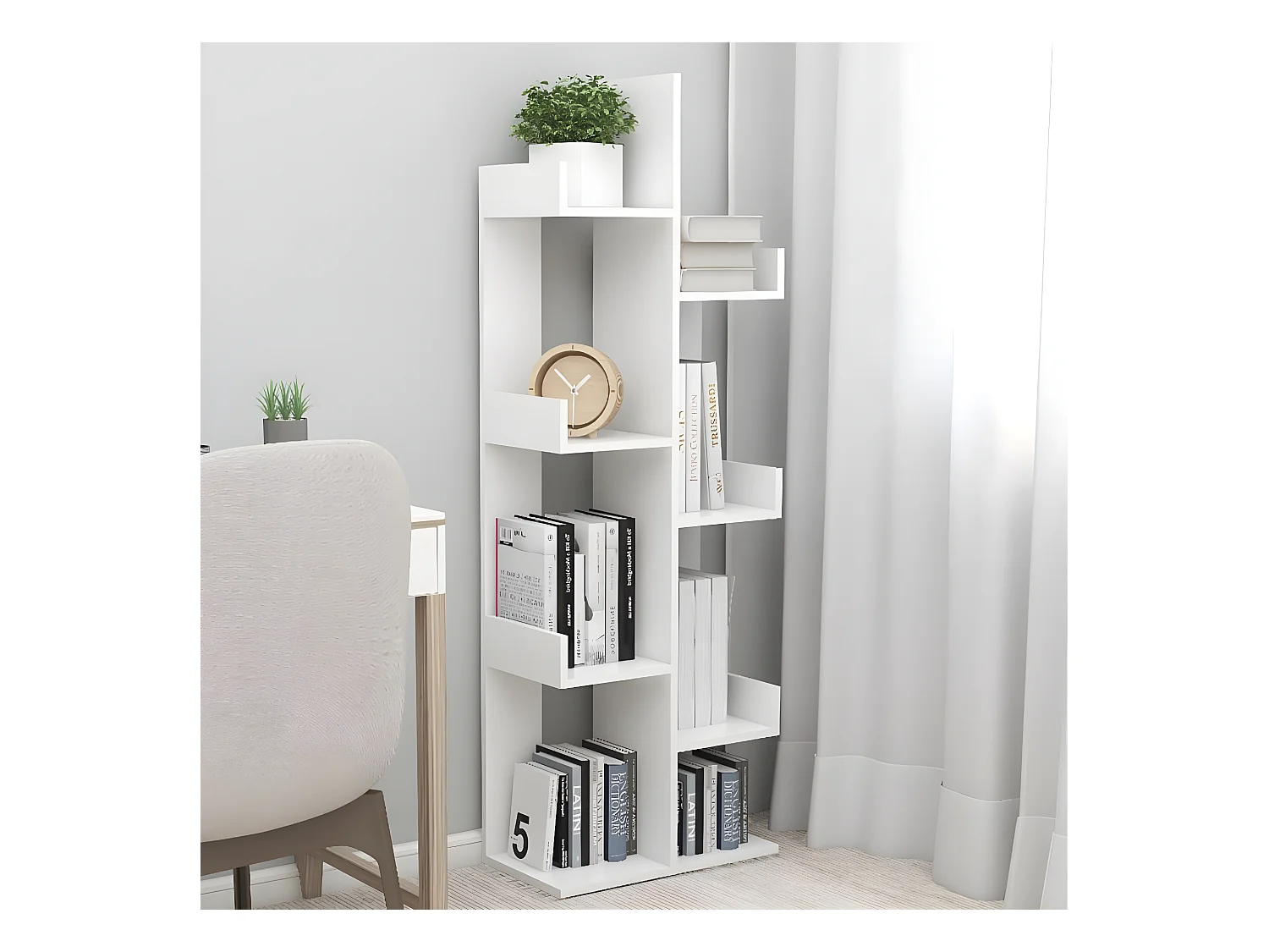 Bibliothèque Blanc 48x25,5x140 cm Aggloméré