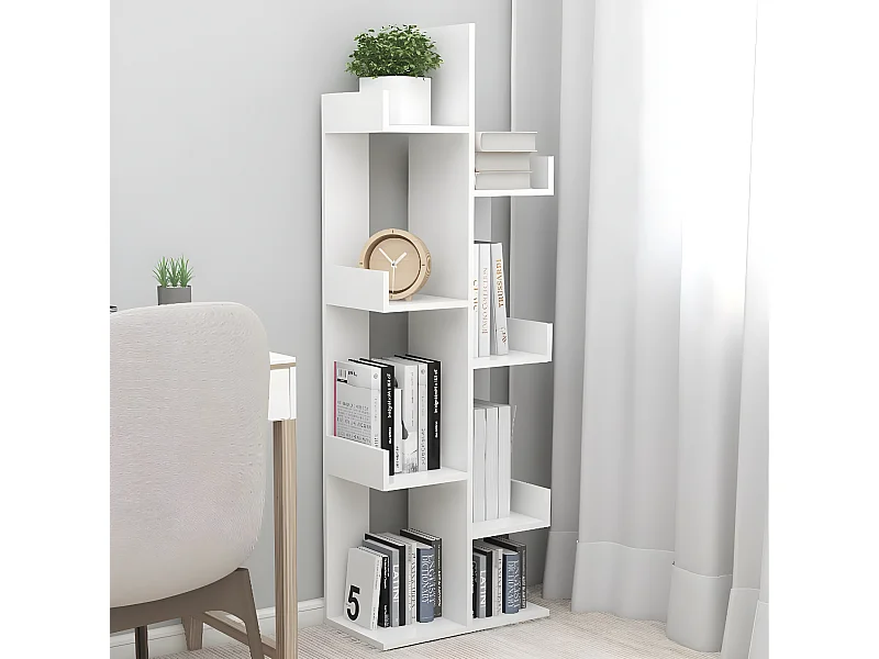 Boekenkast 48x25,5x140 cm bewerkt hout wit