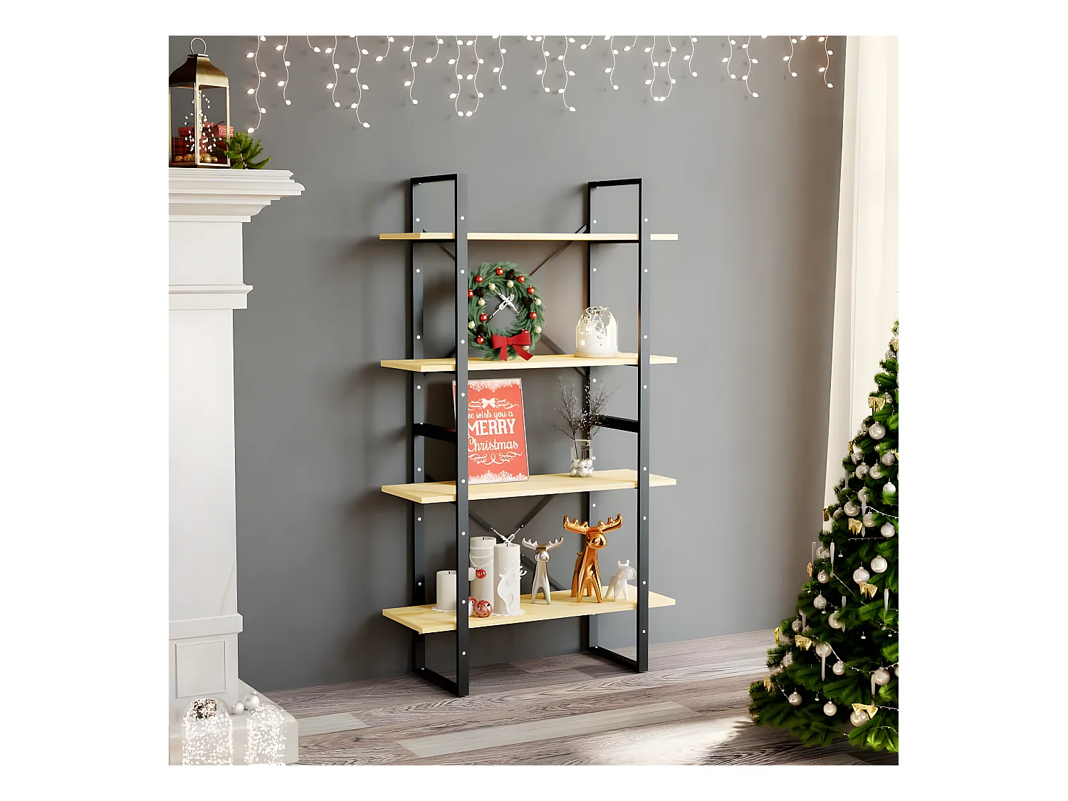 Boekenkastukkenmet 4 schappen 80x30x140 cm massief grenenhout