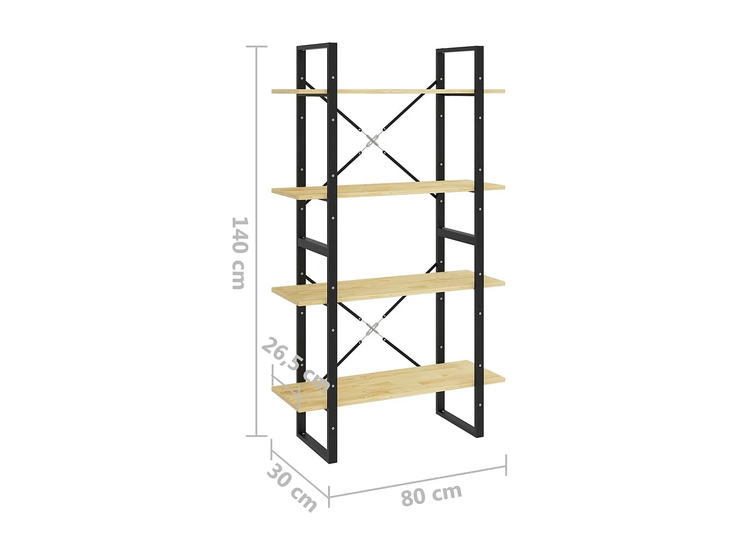Bibliothèque à 4 niveaux 80x30x140 cm Bois de pin massif