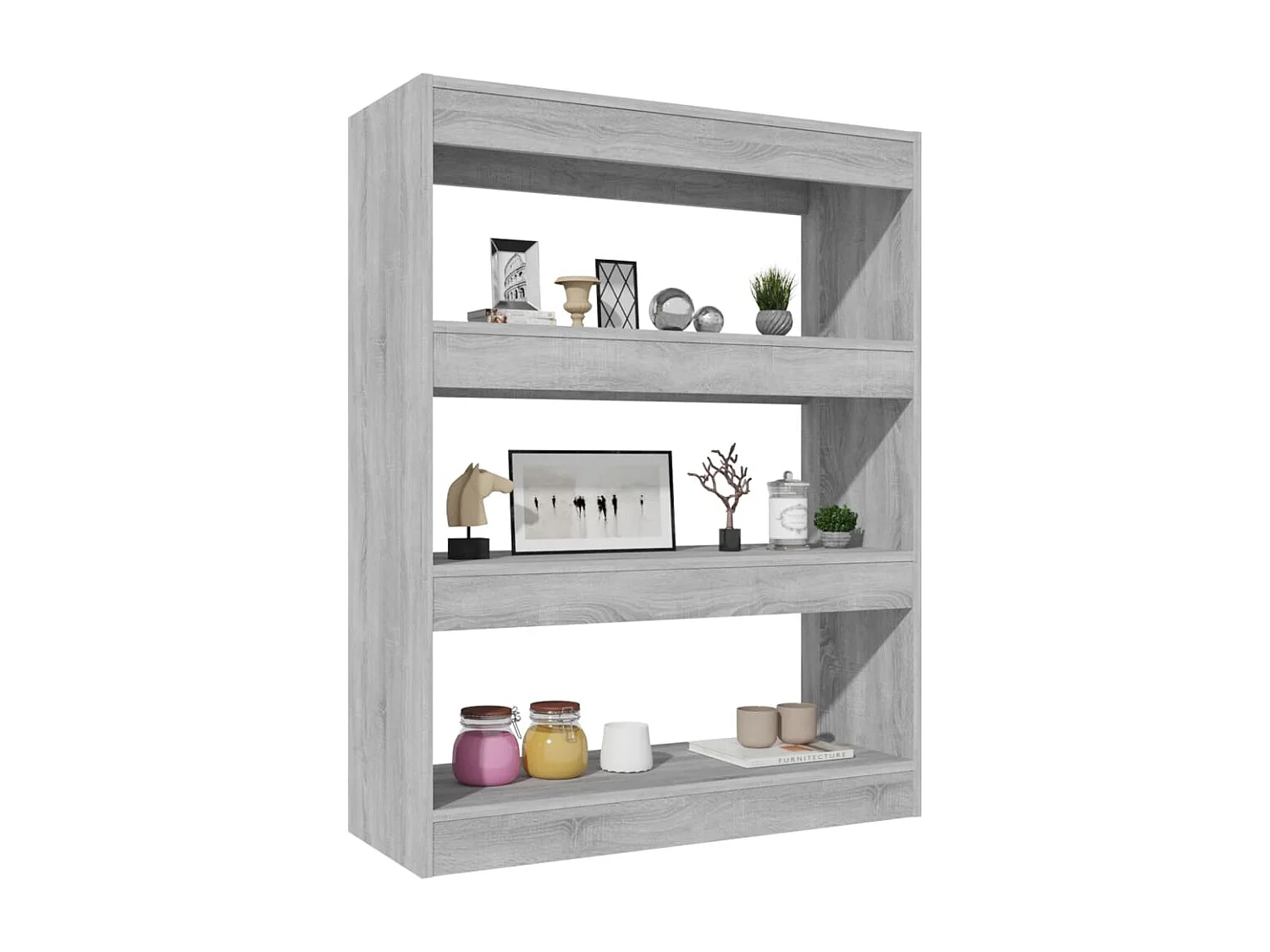 Boekenkast/kamerscherm 80x30x103 cm bewerkt hout grijs sonoma