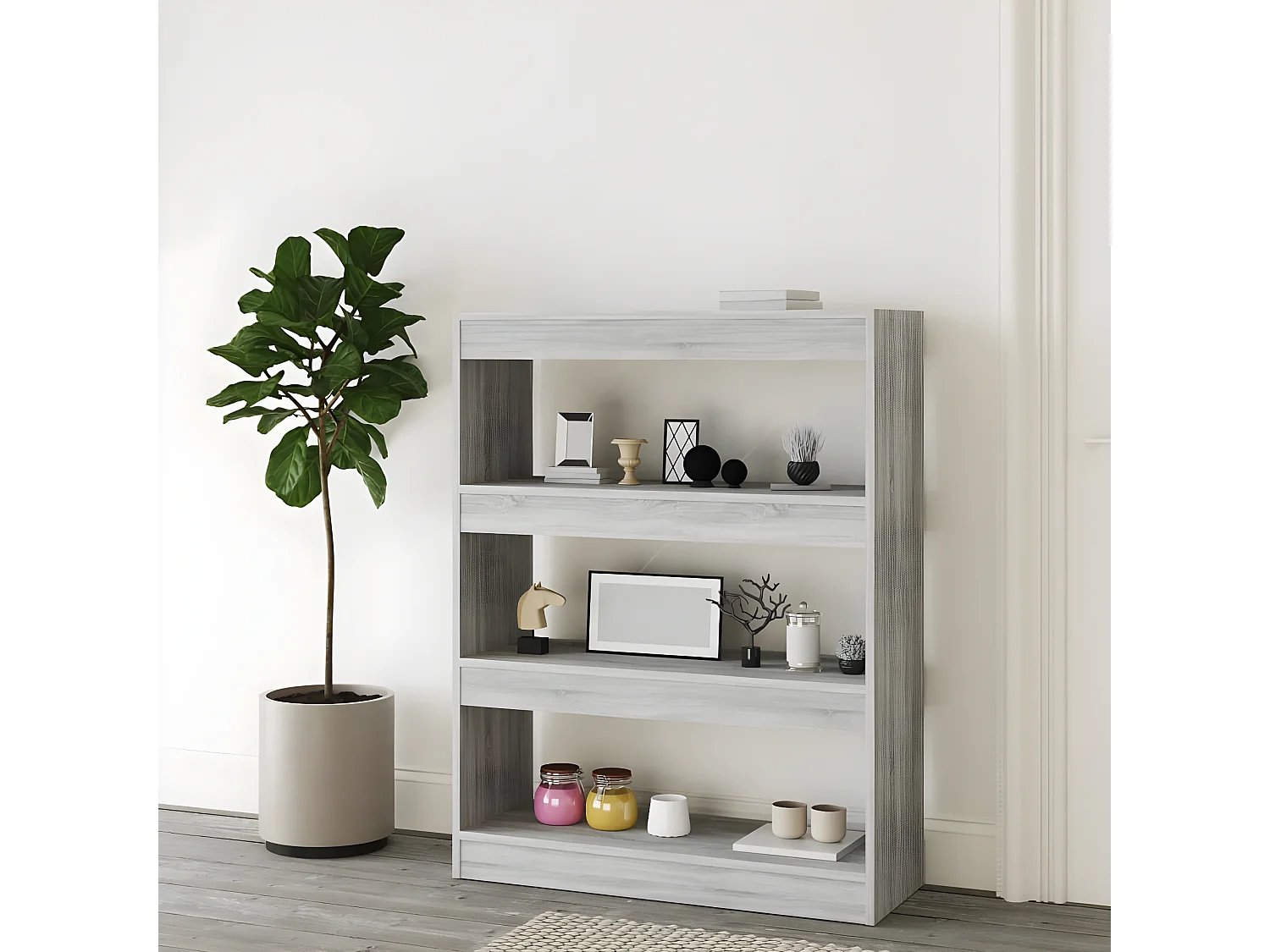Boekenkast/kamerscherm 80x30x103 cm bewerkt hout grijs sonoma