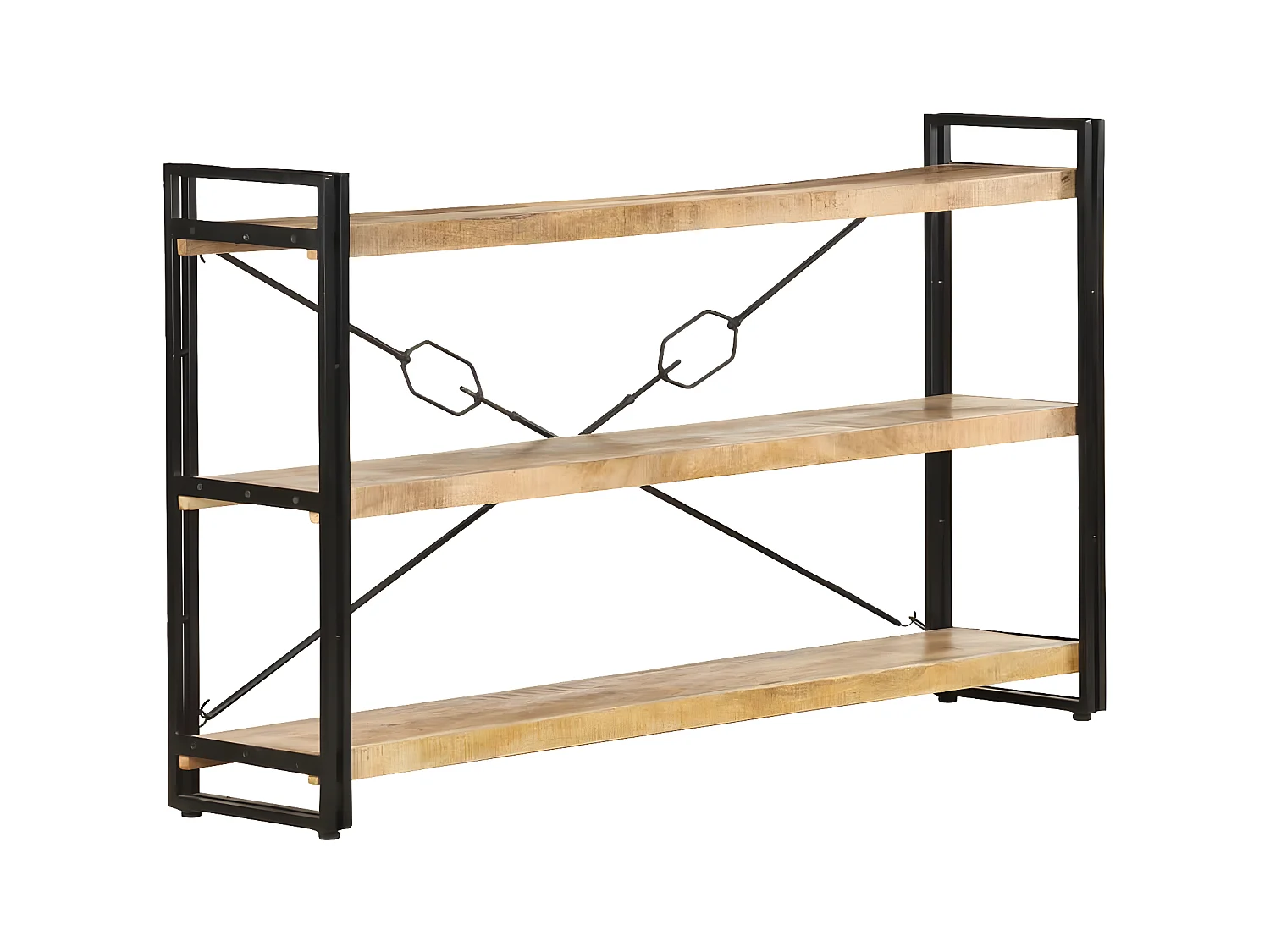 Bibliothèque à 3 niveaux 140x30x80 cm Bois de manguier massif