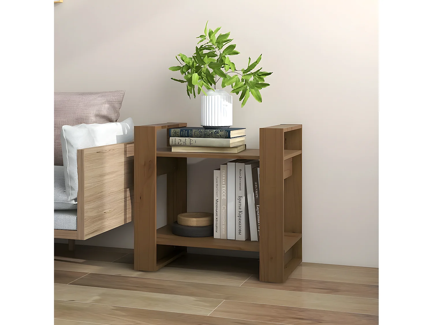 Boekenkast/kamerscherm 60x35x57 cm massief hout honingbruin