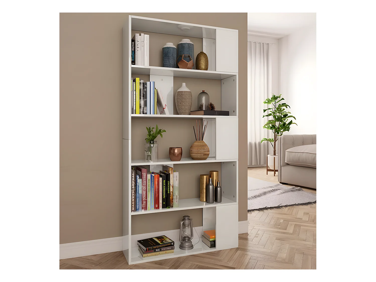 Bibliothèque/Séparateur de pièce Blanc brillant 80x24x159 cm