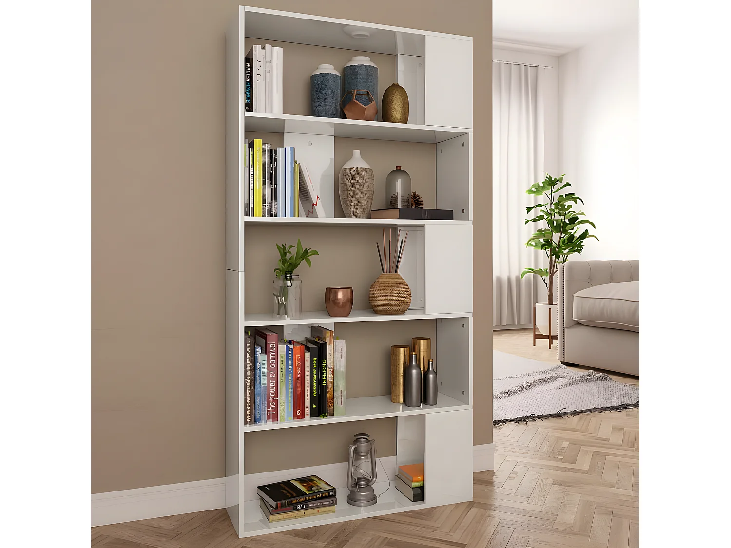 Bibliothèque/Séparateur de pièce Blanc brillant 80x24x159 cm