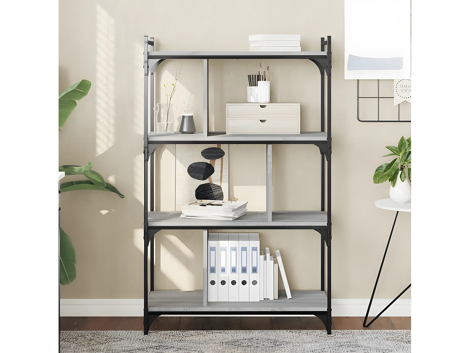 Bibliothèque à 4 niveaux sonoma gris 76x32x123 cm