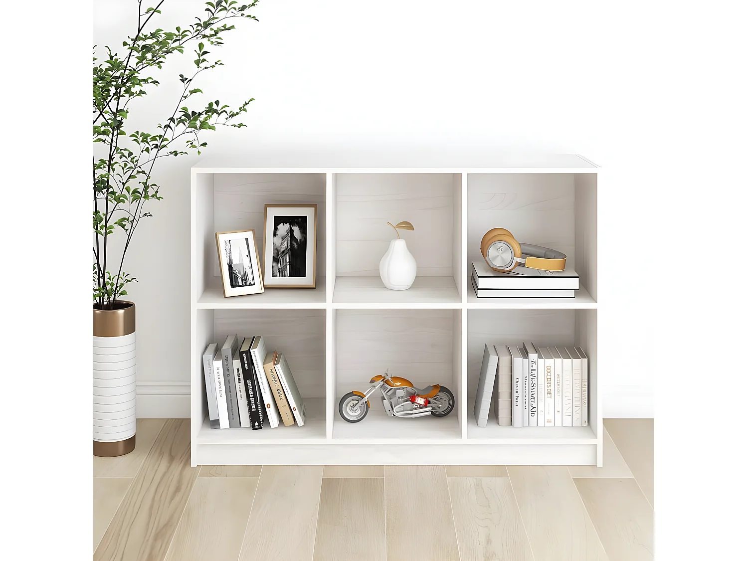 Bibliothèque Blanc 104x33x76 cm Bois de pin massif