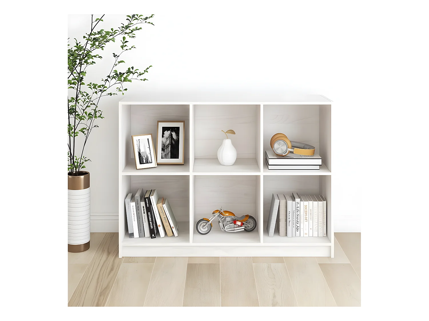 Bibliothèque Blanc 104x33x76 cm Bois de pin massif
