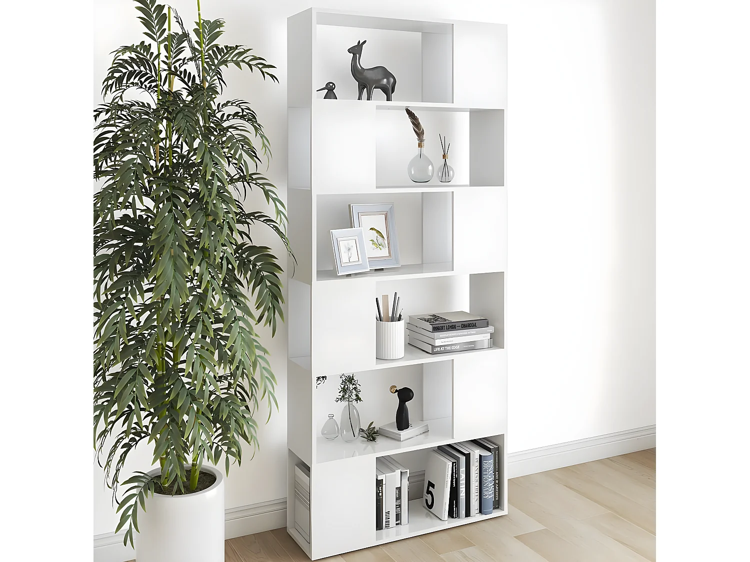 Bibliothèque/Séparateur de pièce Blanc 80x24x186 cm Aggloméré