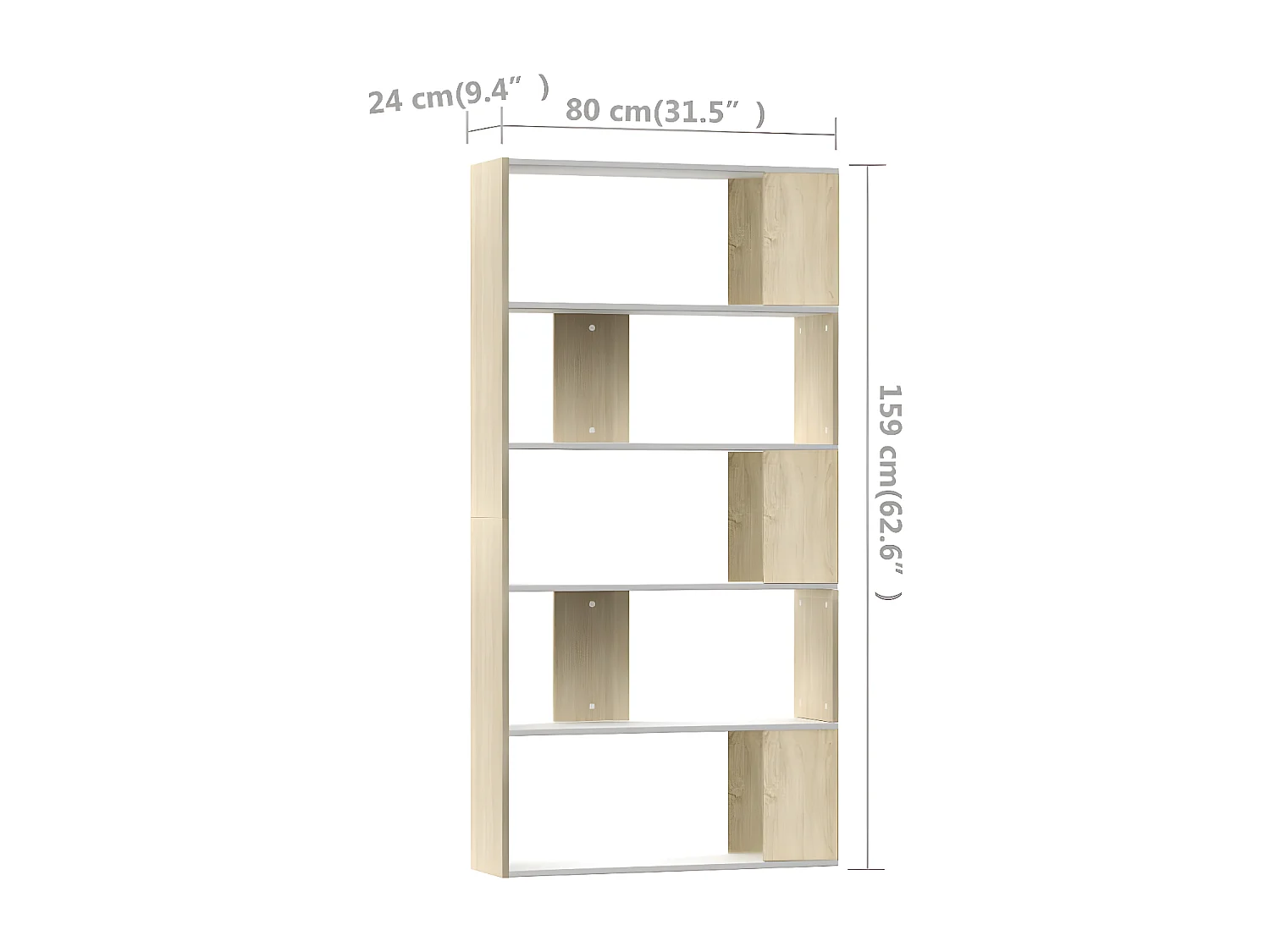 Estante/divisória 80x24x159cm branco e cor carvalho