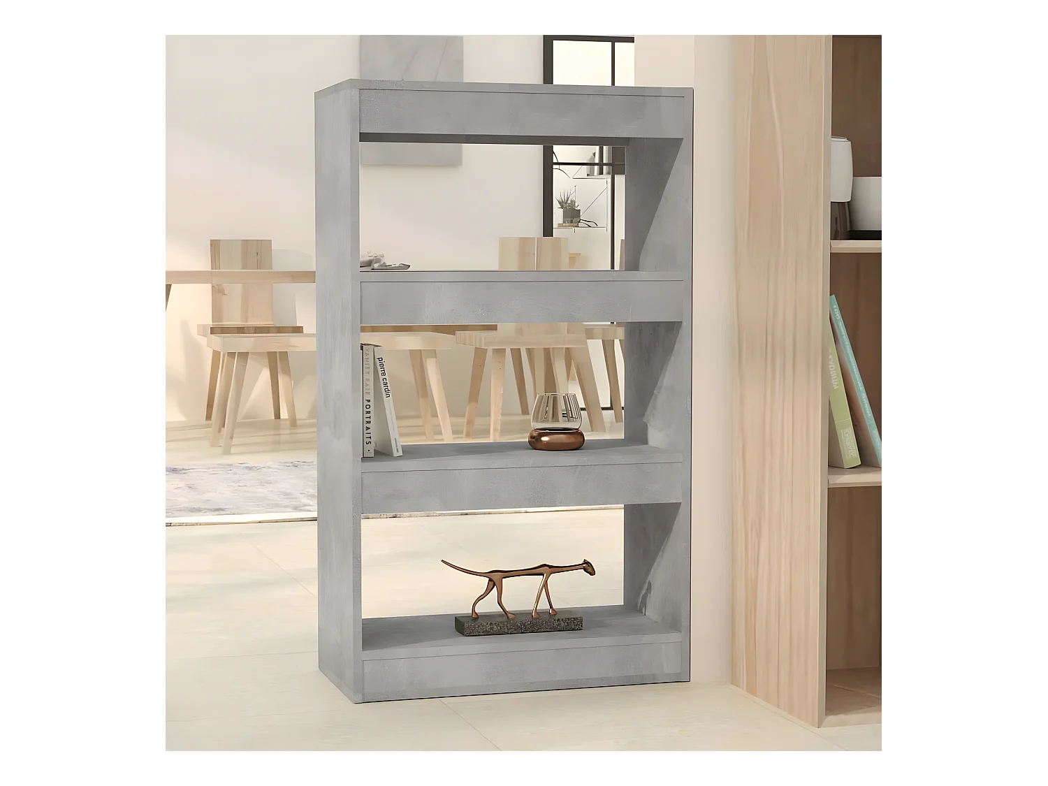 Bibliothèque/Séparateur pièce Gris béton 60x30x103 cm Aggloméré
