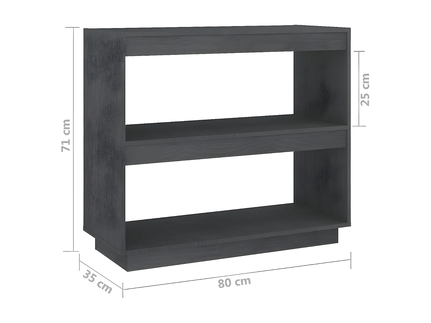 Bibliothèque Gris 80x35x71 cm Bois de pin massif