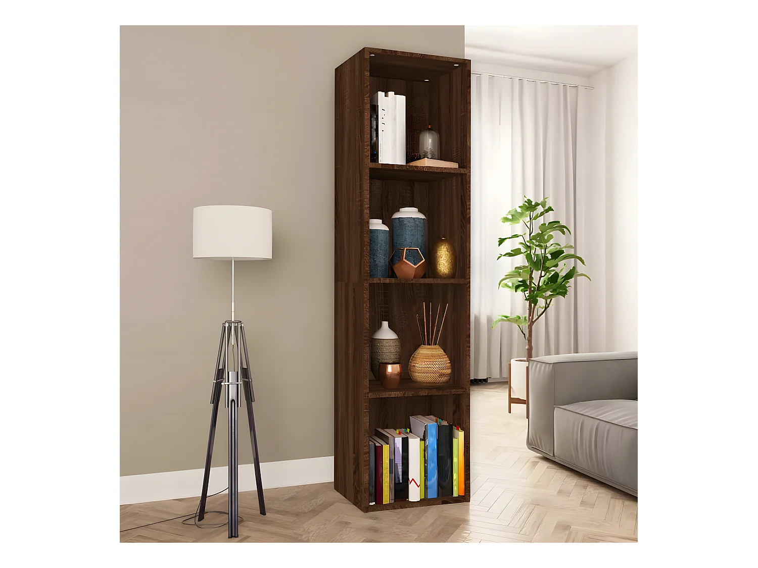 Bibliothèque/Meuble TV Chêne marron 36x30x143 cm