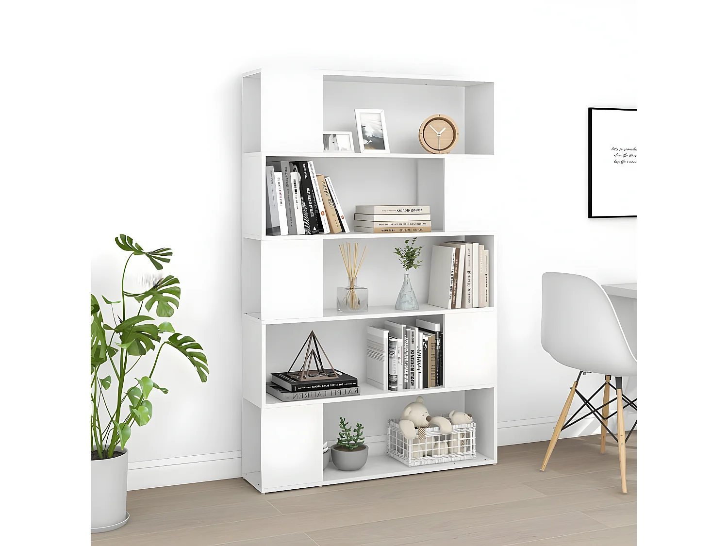 Bibliothèque Séparateur de pièce Blanc 100x24x155 cm Aggloméré