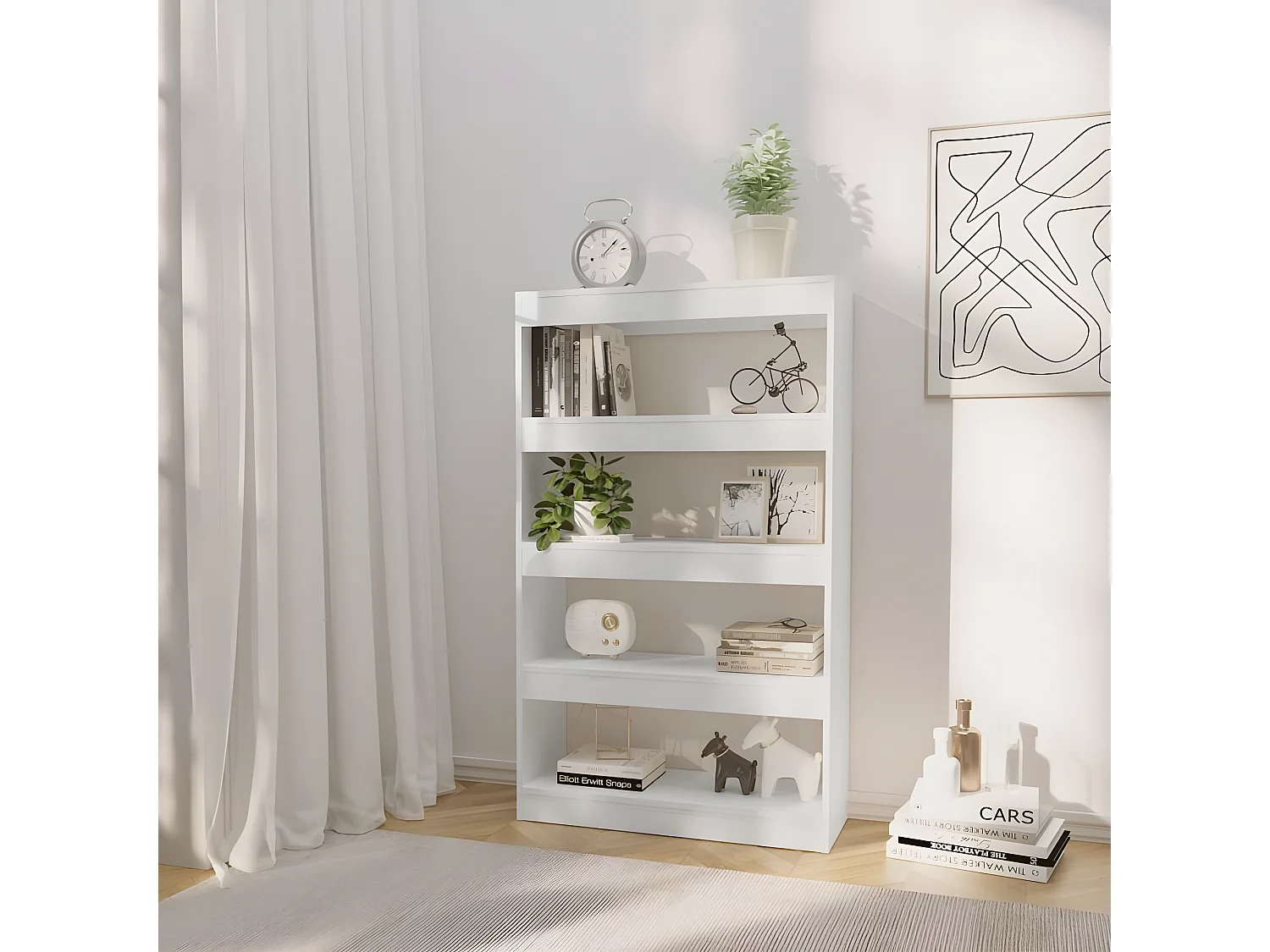 Bibliothèque/Séparateur de pièce Blanc brillant 80x30x135 cm