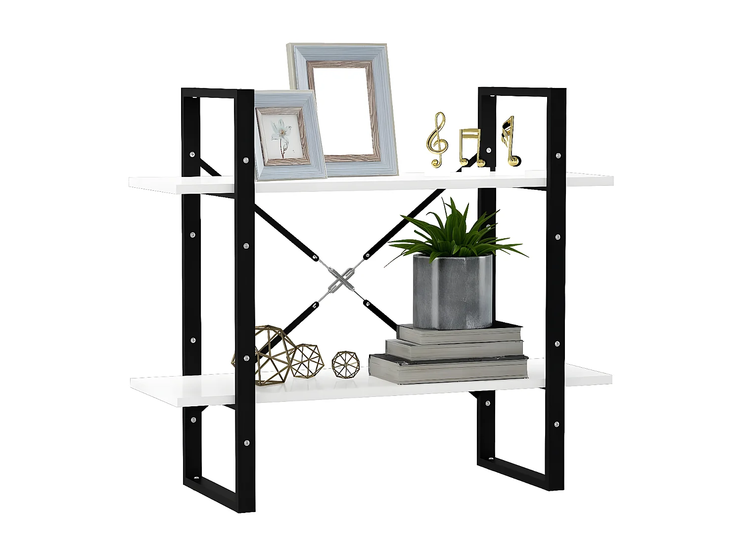 Bibliothèque à 2 niveaux Blanc 80x30x70 cm Aggloméré