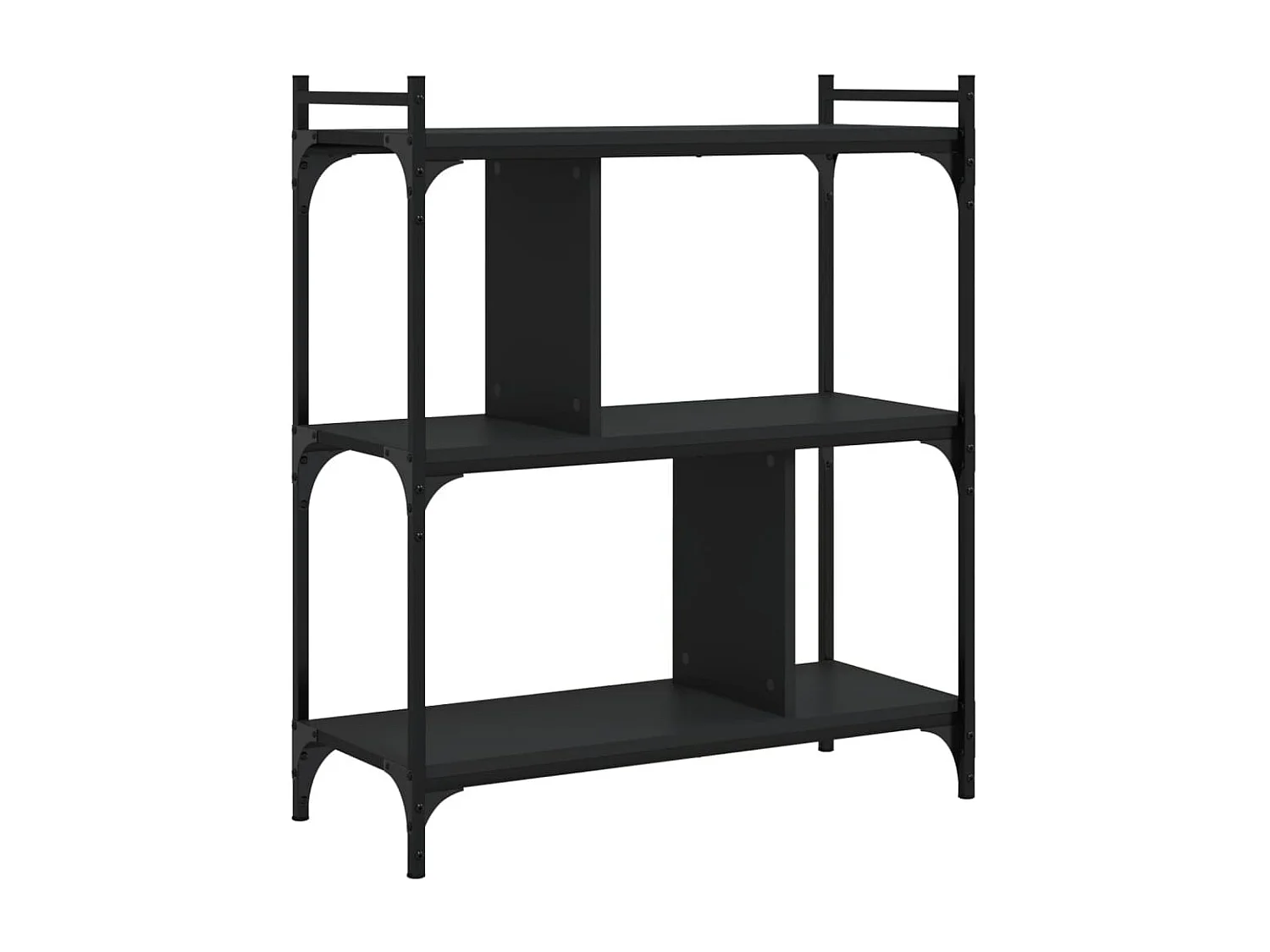 Bibliothèque à 3 niveaux noir 76x32x88 cm bois d'ingénierie
