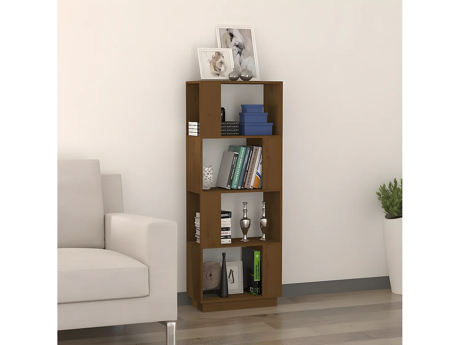 Bibliothèque/Cloison Marron miel 51x25x132 cm Pin solide