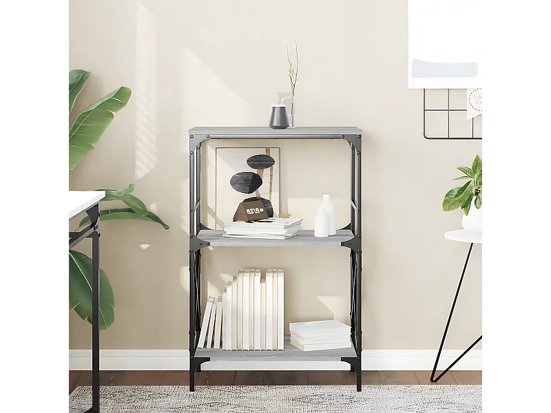 Estante c/ 3 prateleiras derivados de madeira cinzento sonoma