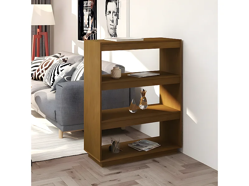 Bibliothèque/Séparateur de pièce Marron miel 80x35x103 cm Pin