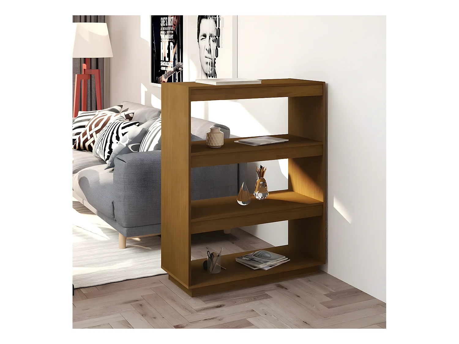 Bibliothèque/Séparateur de pièce Marron miel 80x35x103 cm Pin