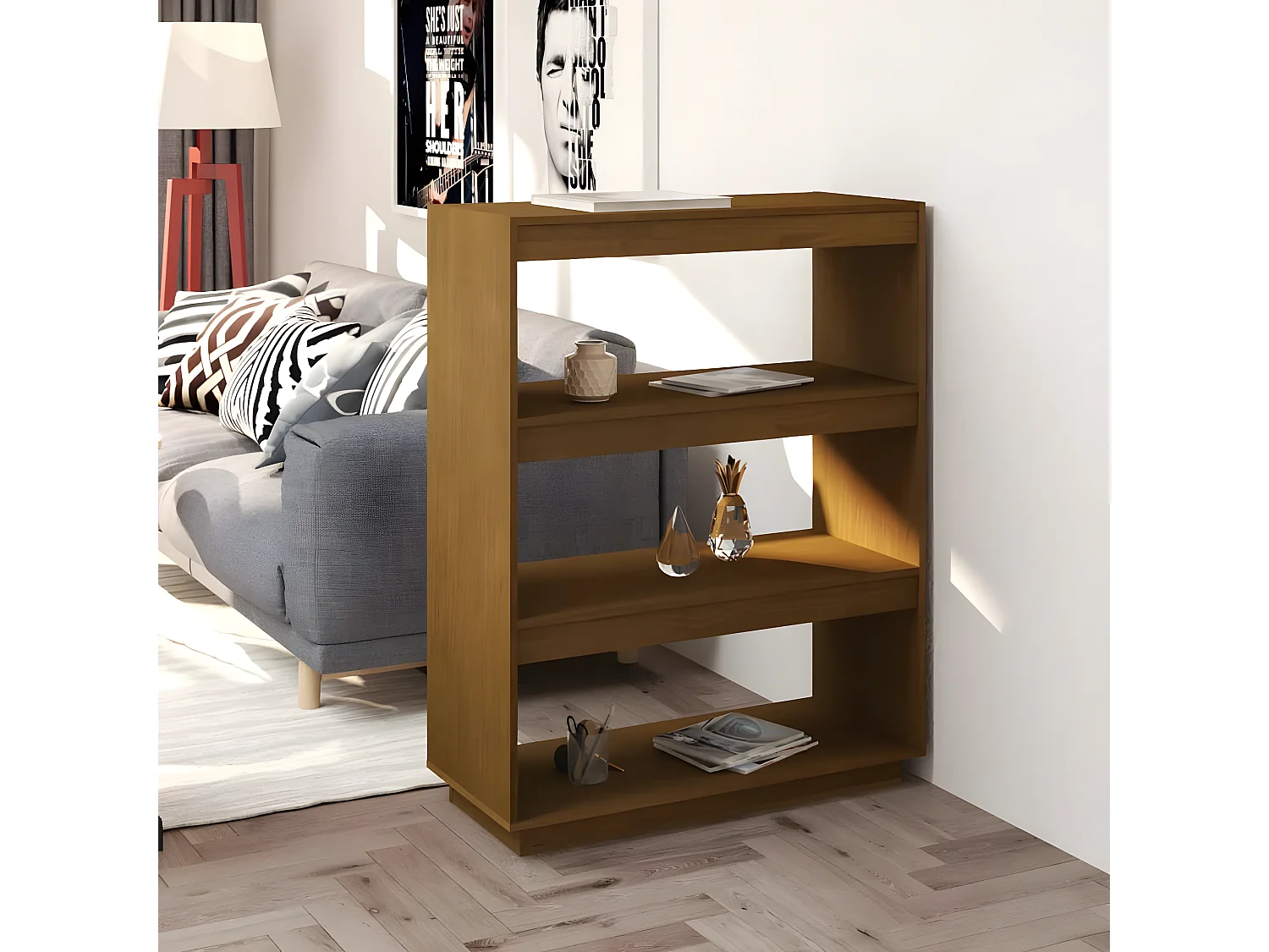 Bibliothèque/Séparateur de pièce Marron miel 80x35x103 cm Pin
