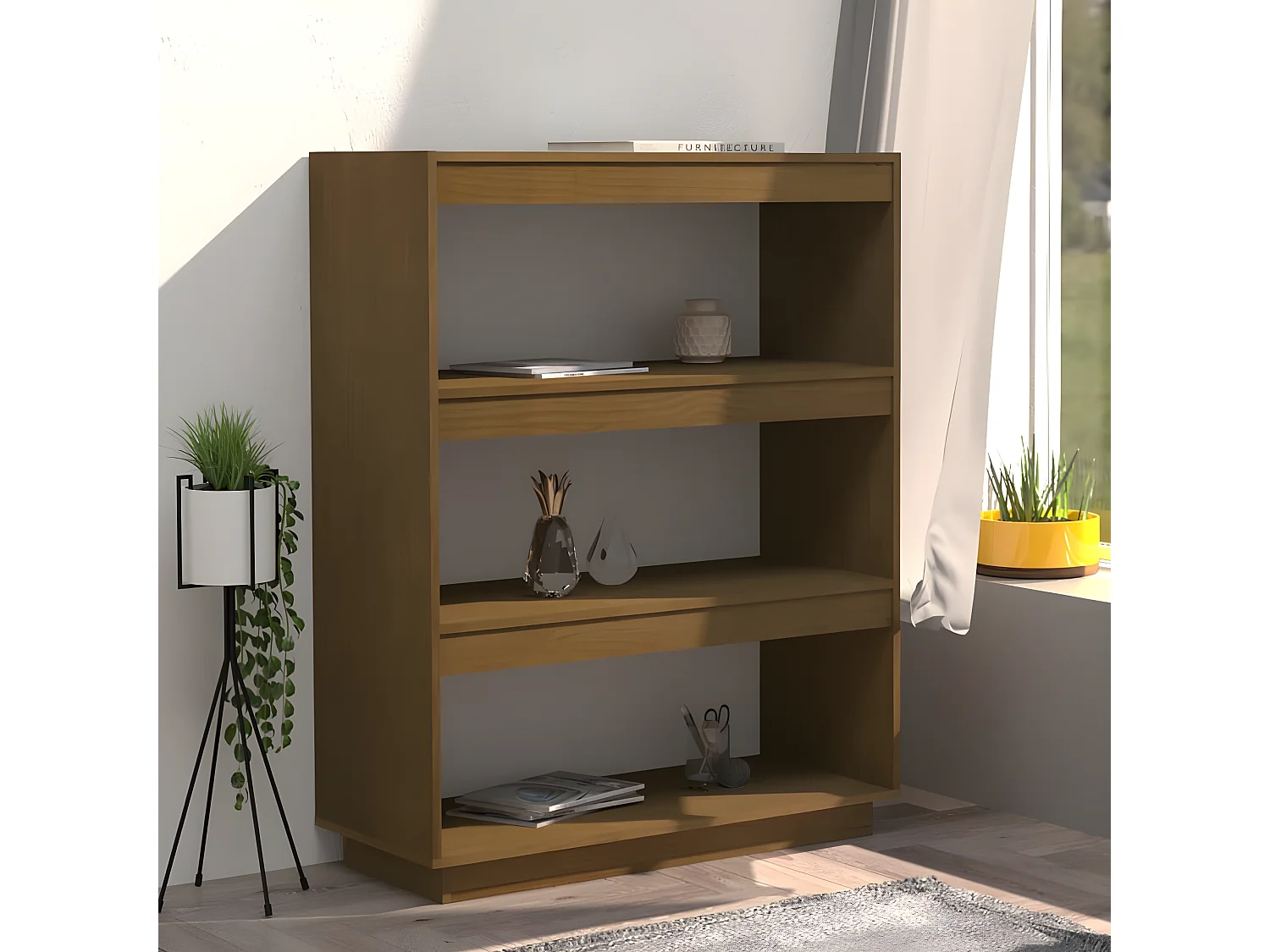 Bibliothèque/Séparateur de pièce Marron miel 80x35x103 cm Pin