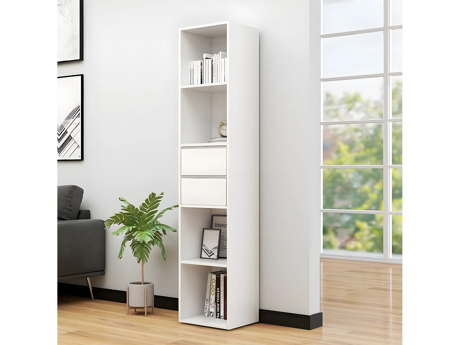 Boekenkast 36x30x171 cm bewerkt hout wit