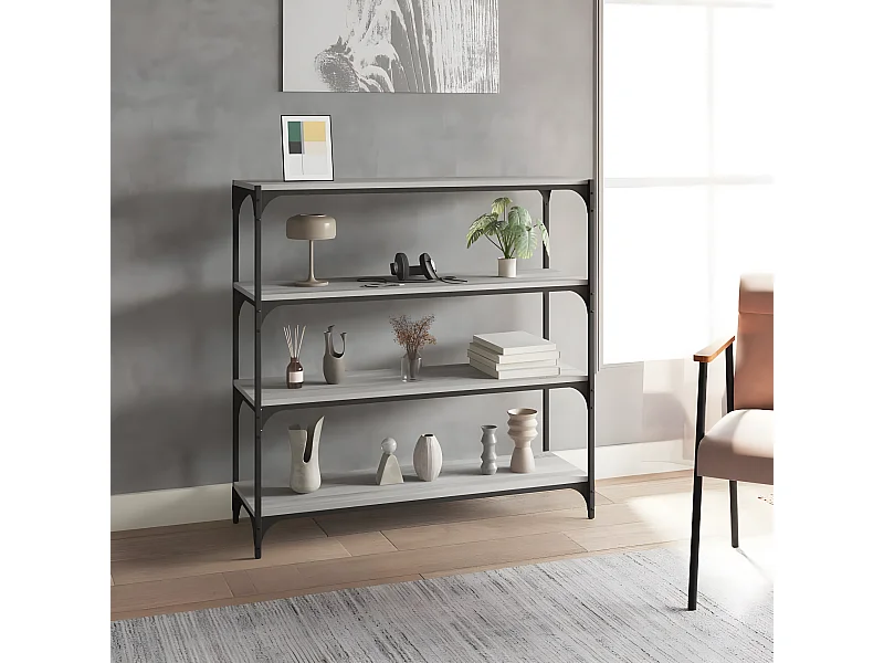 Bibliothèque Sonoma gris 100x33x100 cm Bois d'ingénierie acier