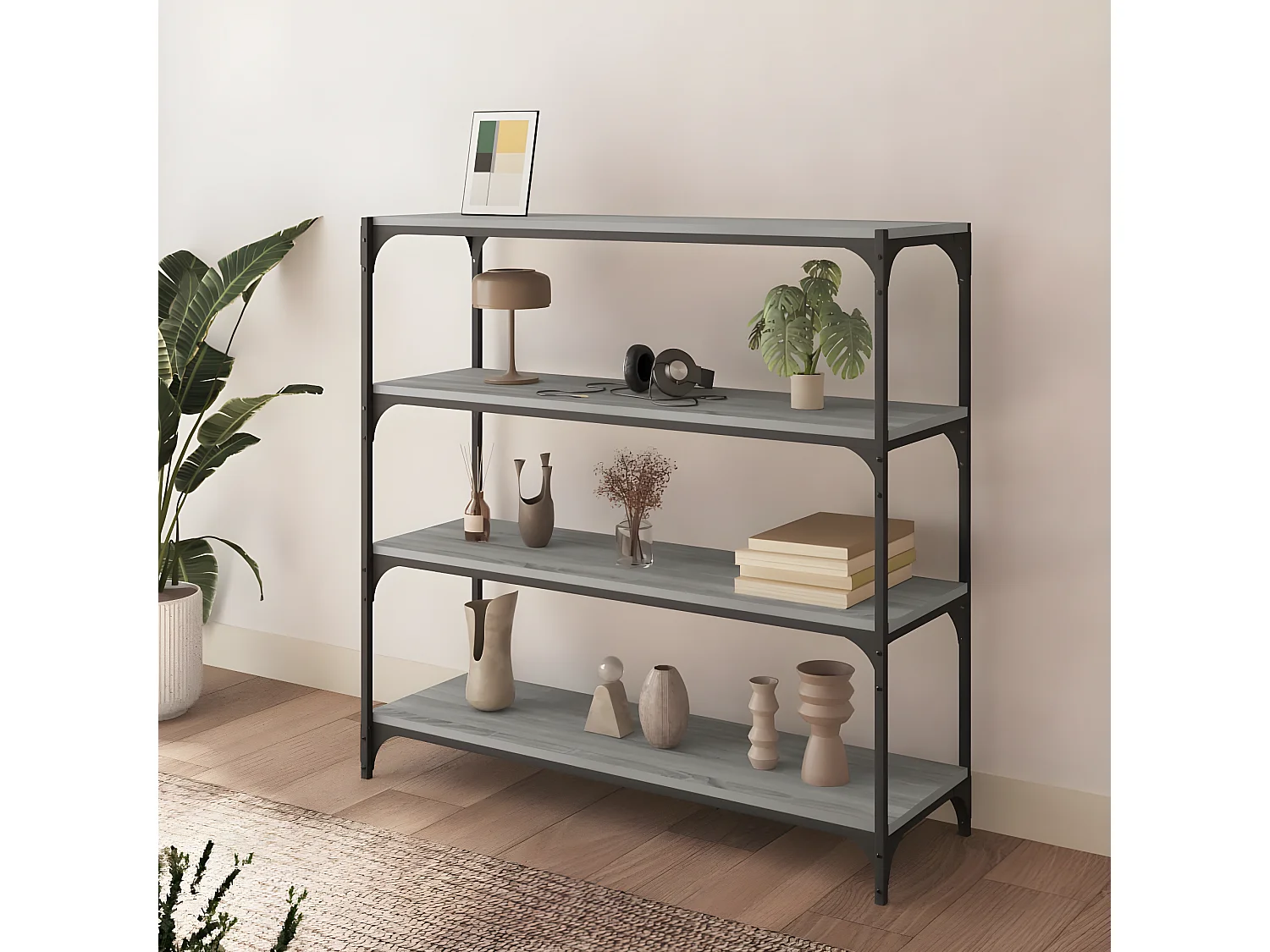 Bibliothèque Sonoma gris 100x33x100 cm Bois d'ingénierie acier