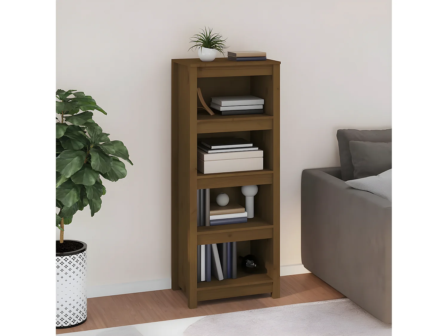 Bibliothèque Marron miel 50x35x125,5 cm Bois de pin massif