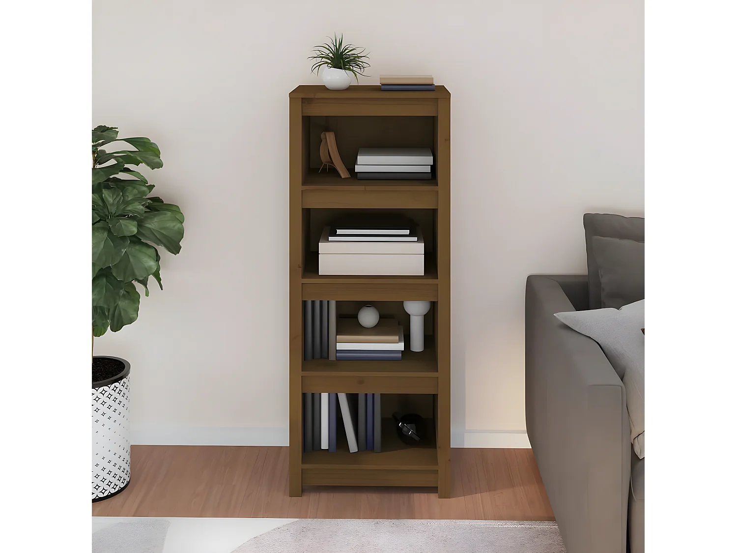 Bibliothèque Marron miel 50x35x125,5 cm Bois de pin massif