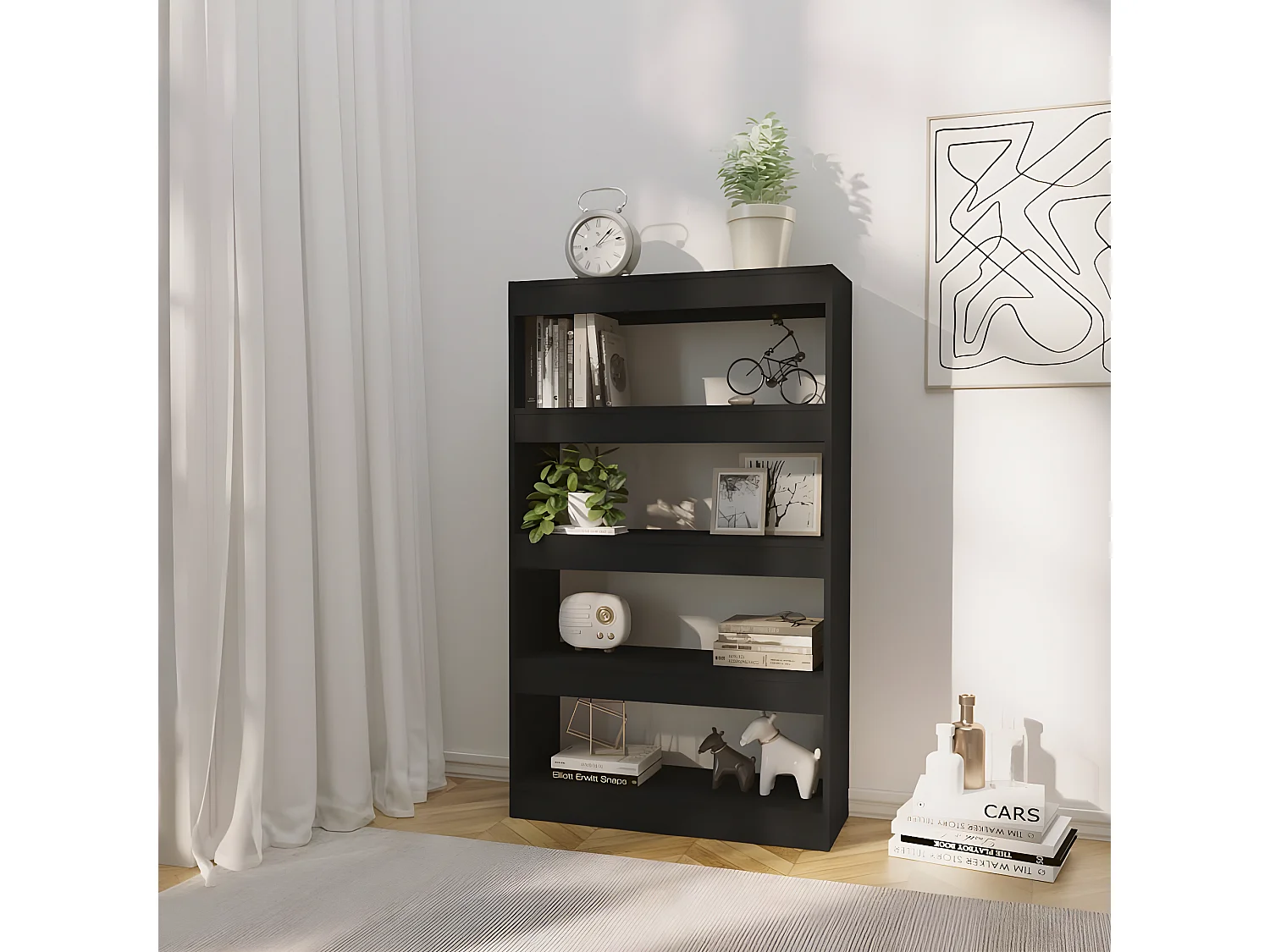 Bibliothèque/Séparateur de pièce Noir 80x30x135 cm Aggloméré