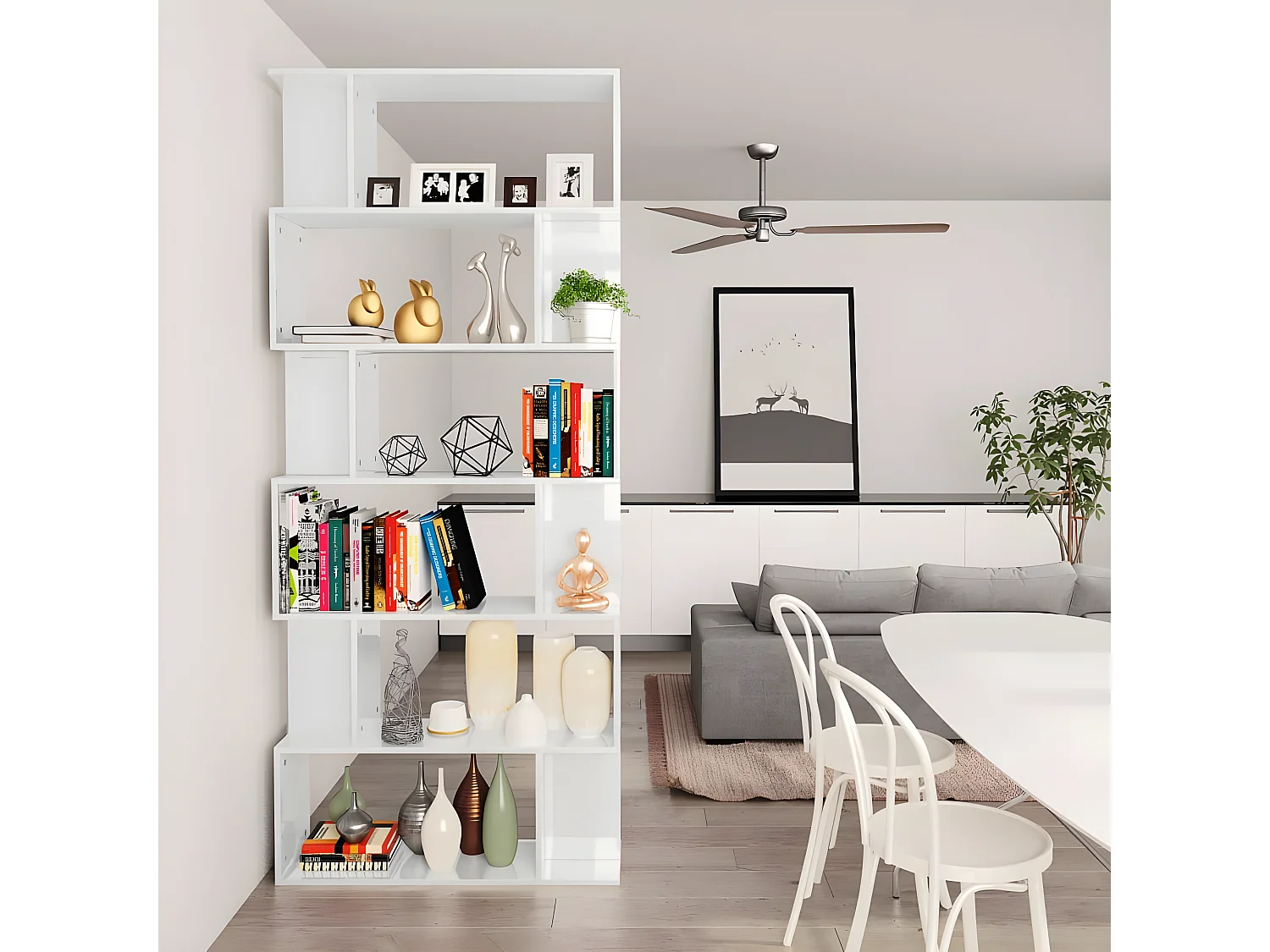 Bibliothèque/Séparateur de pièce Blanc brillant 80x24x192 cm