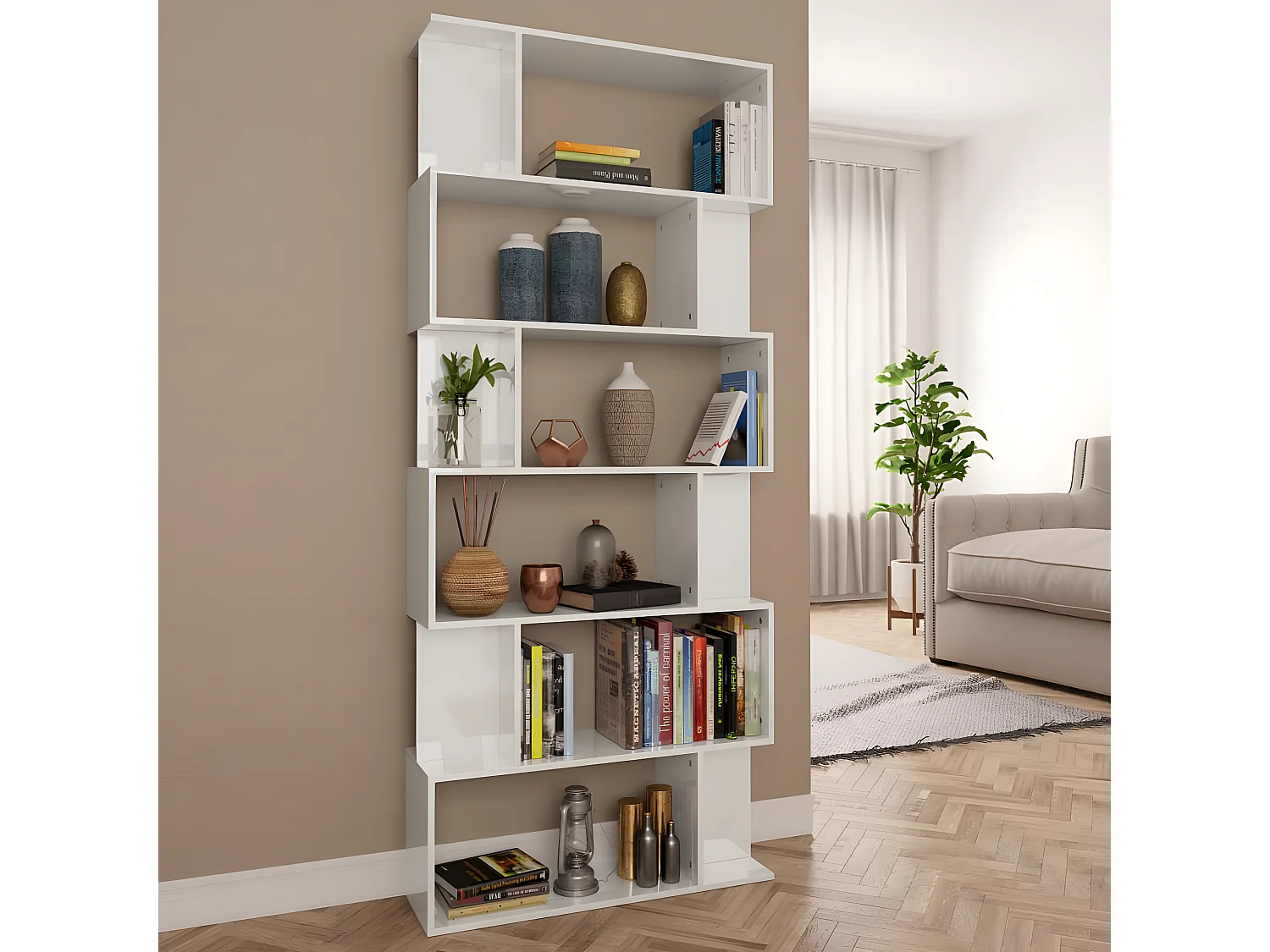 Bibliothèque/Séparateur de pièce Blanc brillant 80x24x192 cm