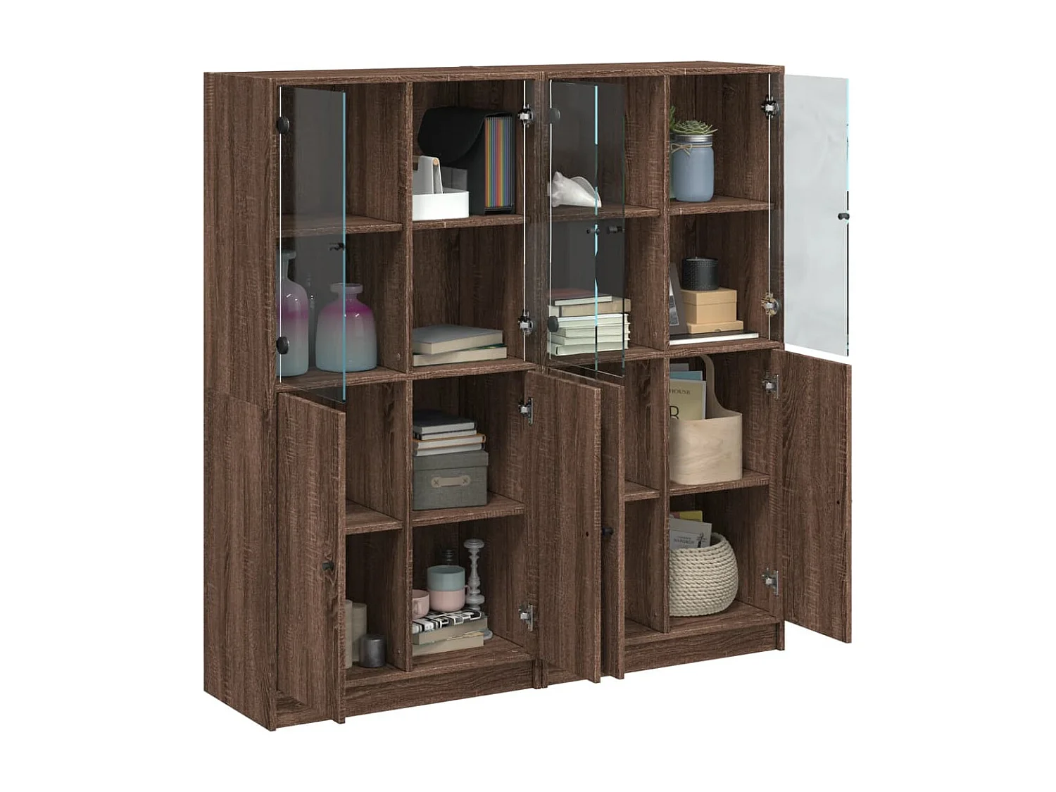 Bibliothèque avec portes chêne marron 136x37x142 cm