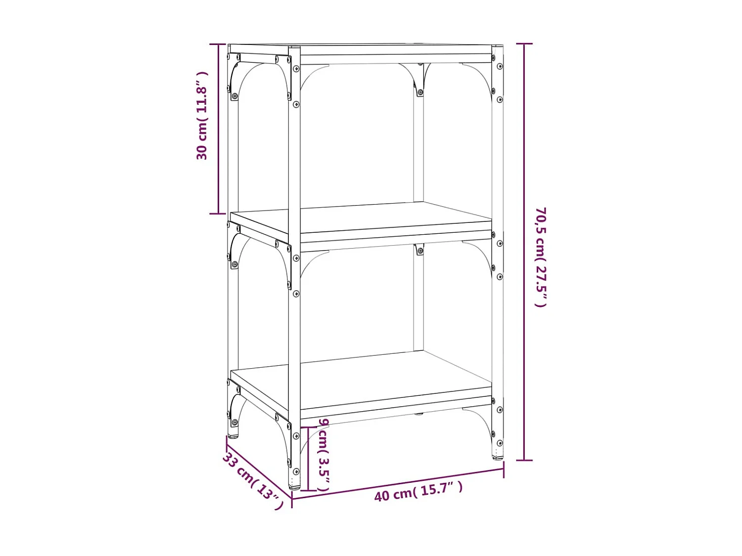 Bibliothèque Sonoma gris 40x33x70,5 cm Bois d'ingénierie acier